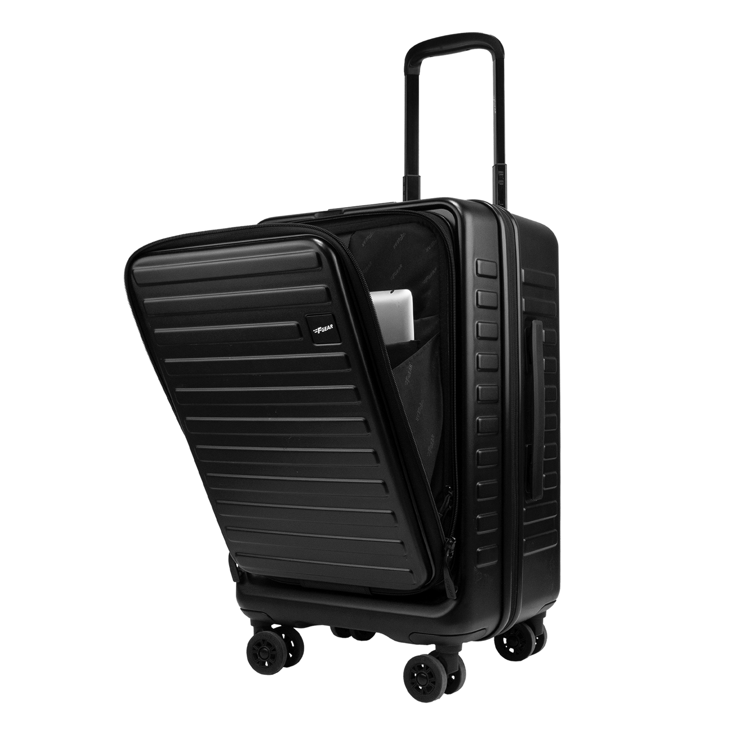 Windsor Black 56 cms Small Front Opening Trunk-Style Cabin Strolley with Laptop & Tablet Sleeves & Expander