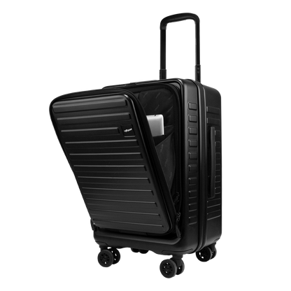 Windsor Black 56 cms Small Front Opening Trunk-Style Cabin Strolley with Laptop & Tablet Sleeves & Expander