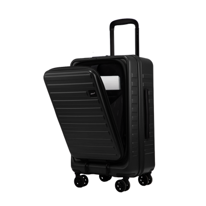 Windsor Black 56 cms Small Front Opening Trunk-Style Cabin Strolley with Laptop & Tablet Sleeves & Expander