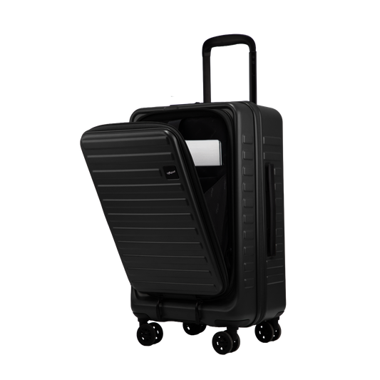 Windsor Black 56 cms Small Front Opening Trunk-Style Cabin Strolley with Laptop & Tablet Sleeves & Expander