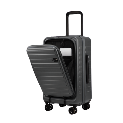 Windsor Steel Grey 56 cms Small Front Opening Trunk-Style Cabin Strolley with Laptop & Tablet Sleeves & Expander