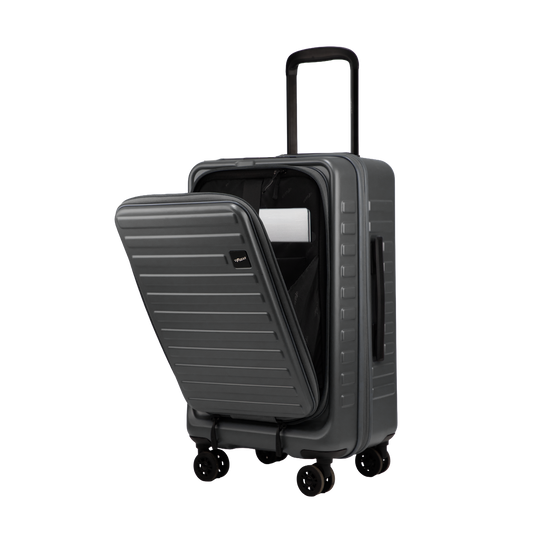 Windsor Steel Grey 56 cms Small Front Opening Trunk-Style Cabin Strolley with Laptop & Tablet Sleeves & Expander