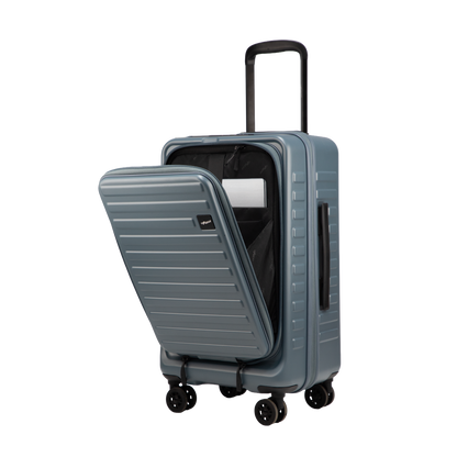 Windsor Stone Blue 56 cms Small Front Opening Trunk-Style Cabin Strolley with Laptop & Tablet Sleeves & Expander