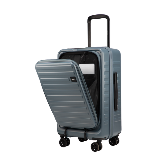 Windsor Stone Blue 56 cms Small Front Opening Trunk-Style Cabin Strolley with Laptop & Tablet Sleeves & Expander