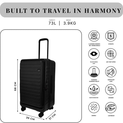 Windsor Black 68 cms Medium Front Opening Trunk-Style Check-in Strolley with Expander