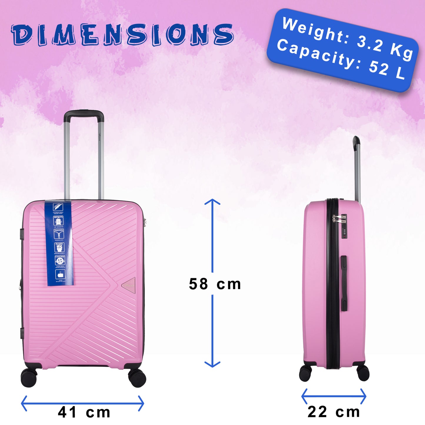 Goliath 24" Pink Expandable Medium Check-in Suitcase
