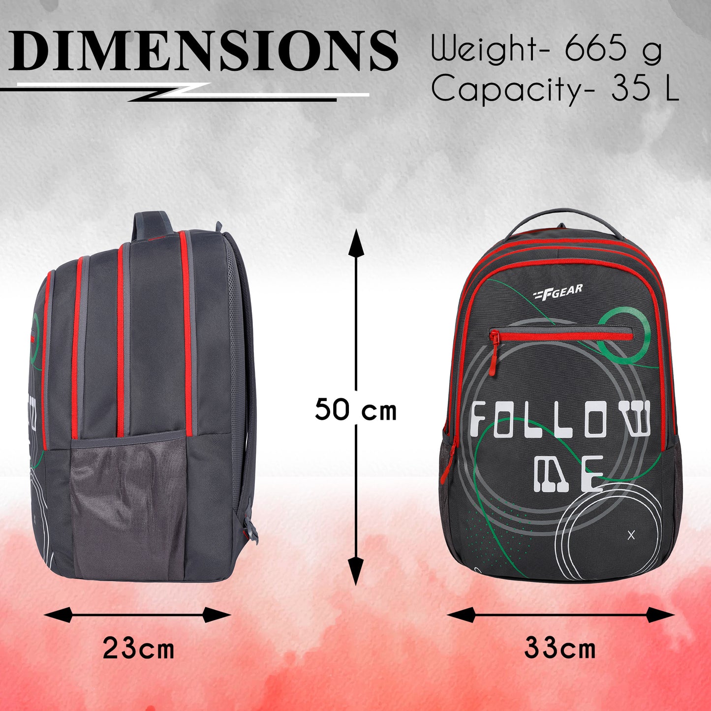 Follow Me 35L Grey red Backpack
