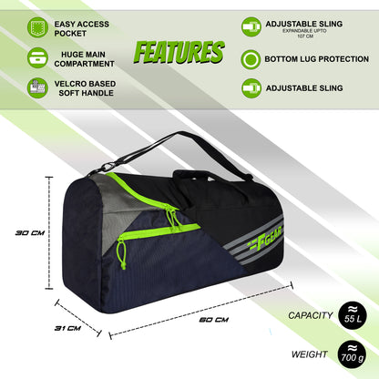 Explory V2 55L Blk Navy Green Duffel Travel Duffle