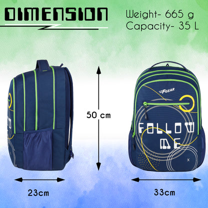 Follow Me 35L Navy Blue Green Backpack