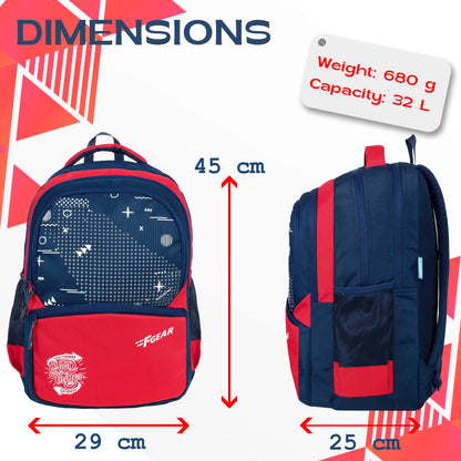 Battleship 32L Navy Blue Red Backpack