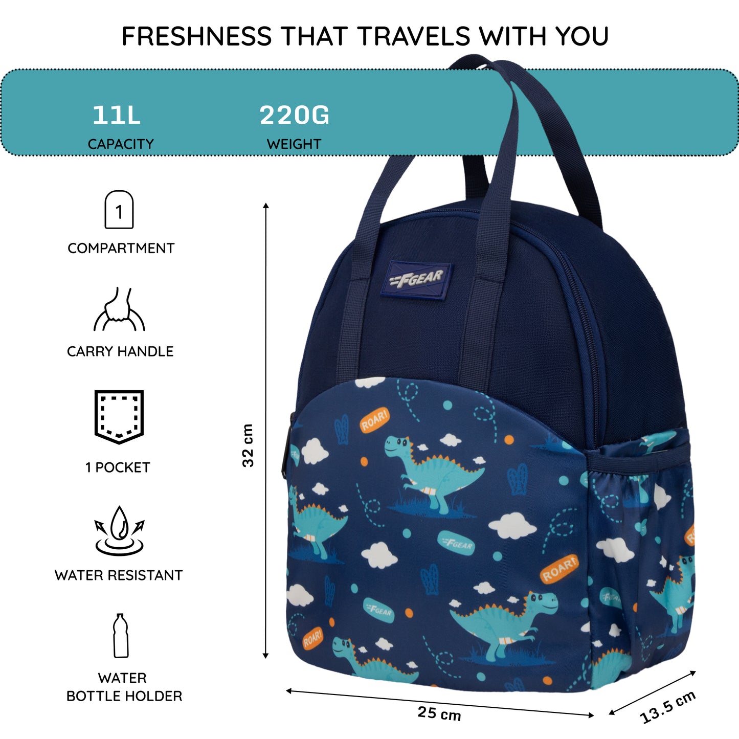 Comida 11L Blue Roar Dino Lunch Bag