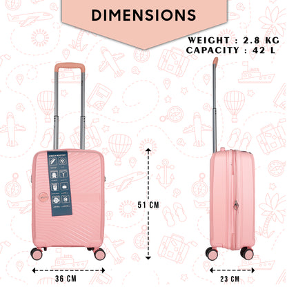 STV PP02 20" Peach Expandable Cabin (Small) Suitcase