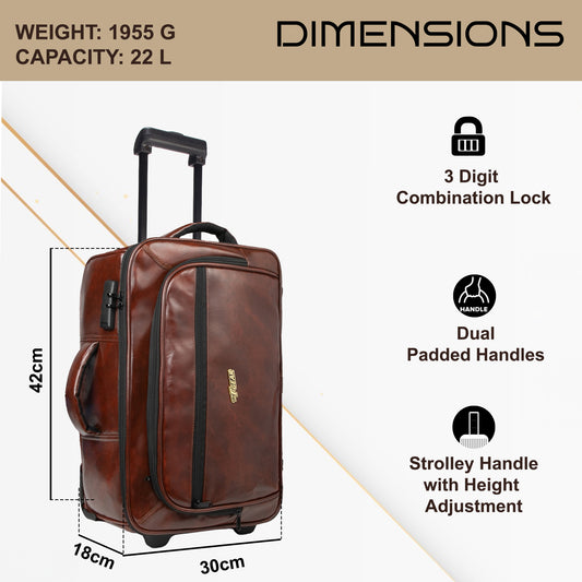 Marshal 22L Walnut Brown Art Leather Overnighter Pilot Laptop strolley