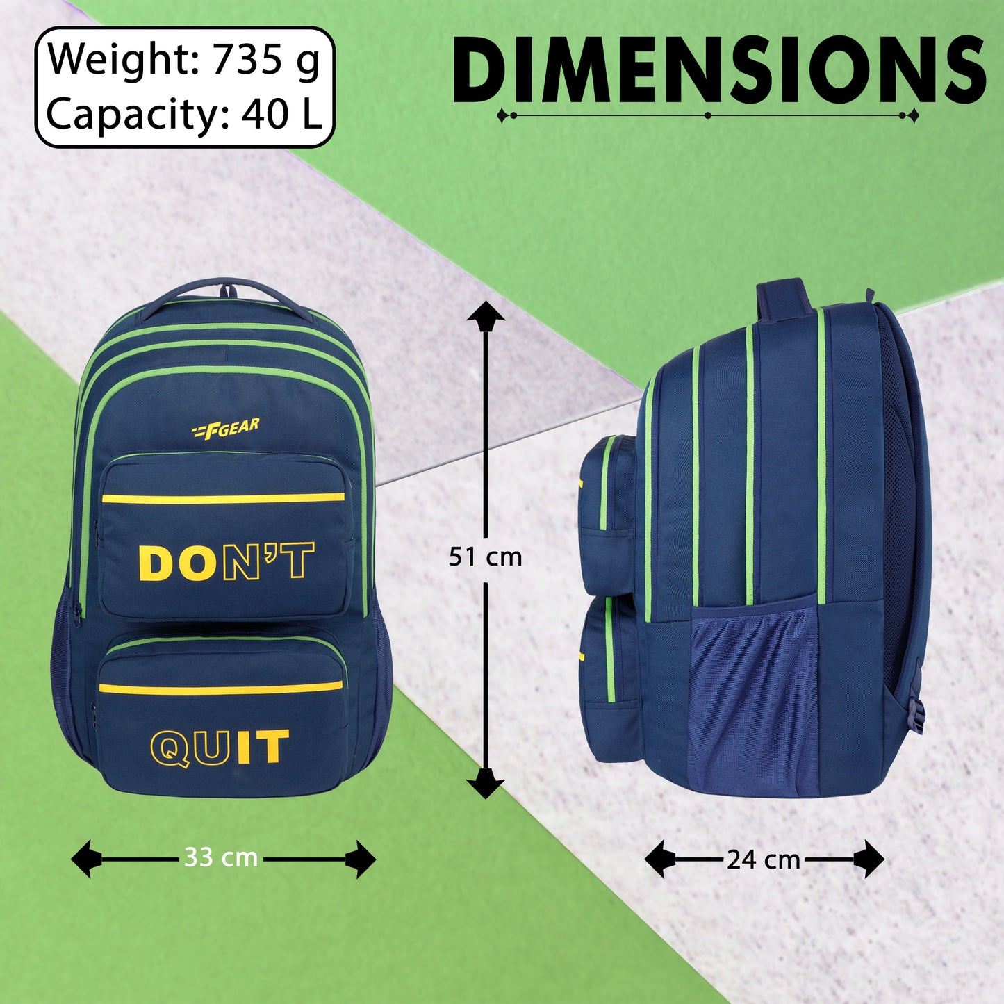 Don’t Quit 40L Navy Backpack