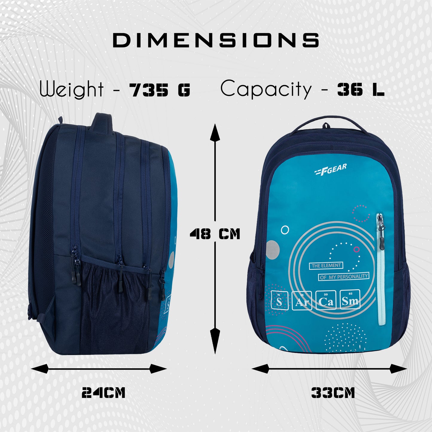 Sarcy 36L Navy Backpack with Raincover