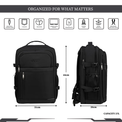 Sydney 27L Black Laptop Backpack