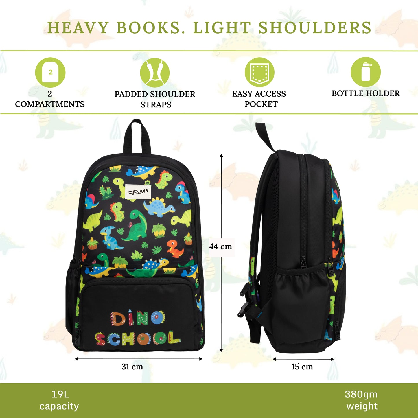 Playcraft 19L Dino BlackBackpack Backpack