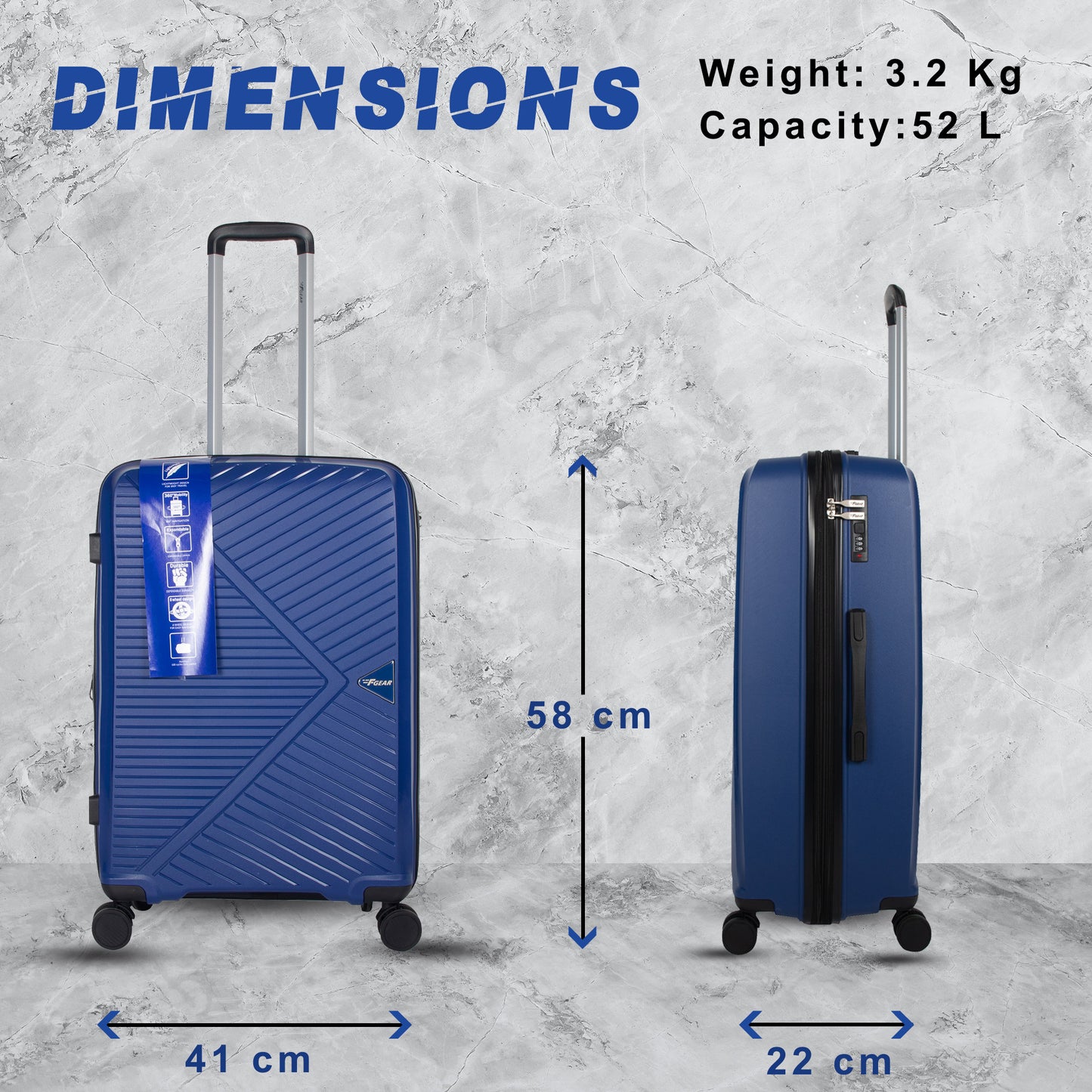 Goliath 24" Light Blue Expandable Medium Check-in Suitcase