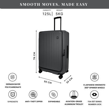 Montreal Large Steel Grey 76 cms Front-Opening Strolley