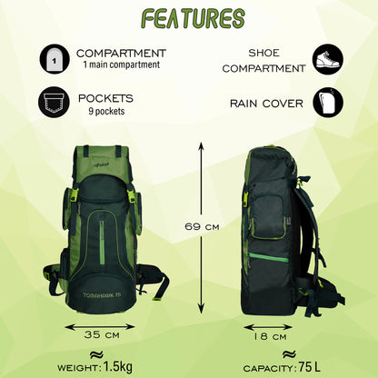 Tomahawk Spruce Forest Green 75L Rucksack