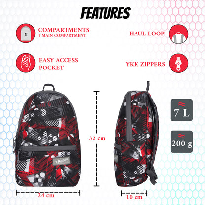 Ferris 7 L Geometric Black Red Backpack
