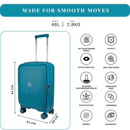 F Gear Myton Small Front Opening Cyan Blue Cabin Strolley