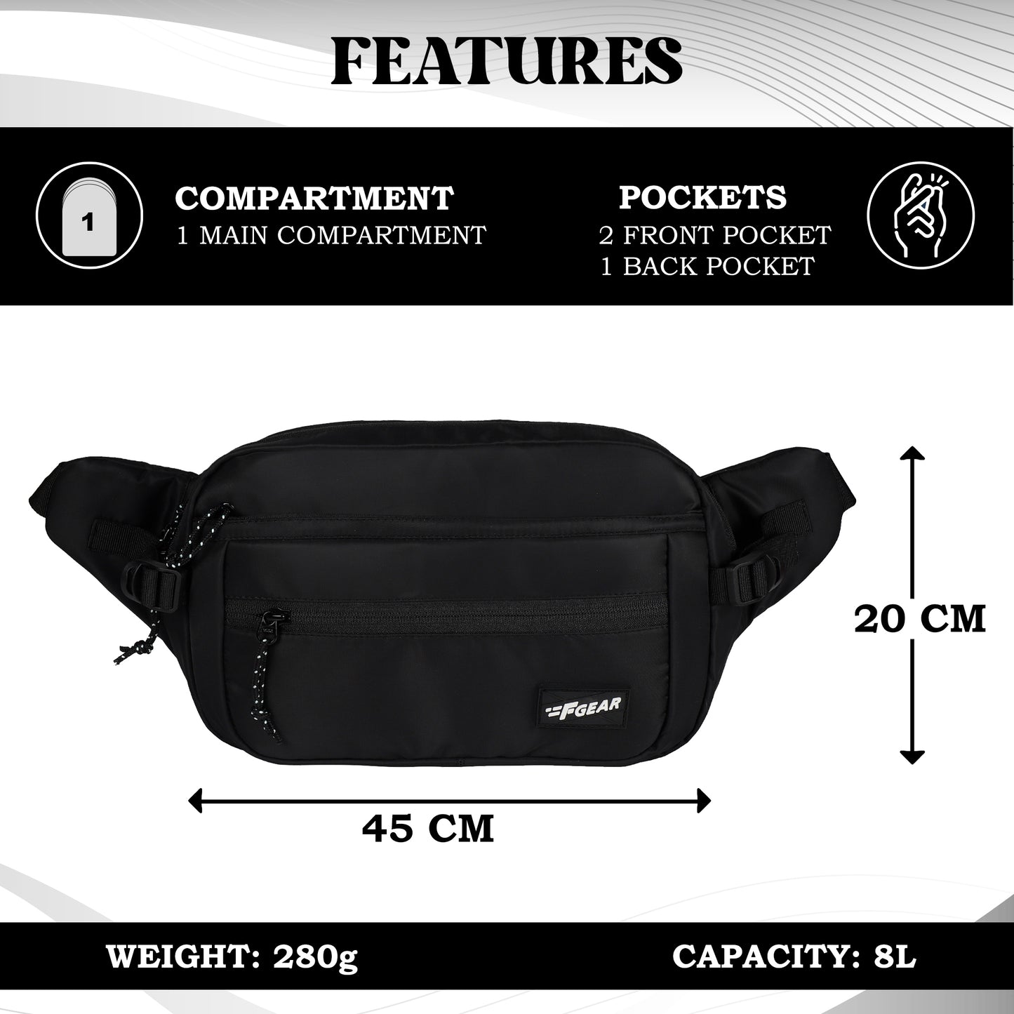 Wagner Black 8L Waist Pouch