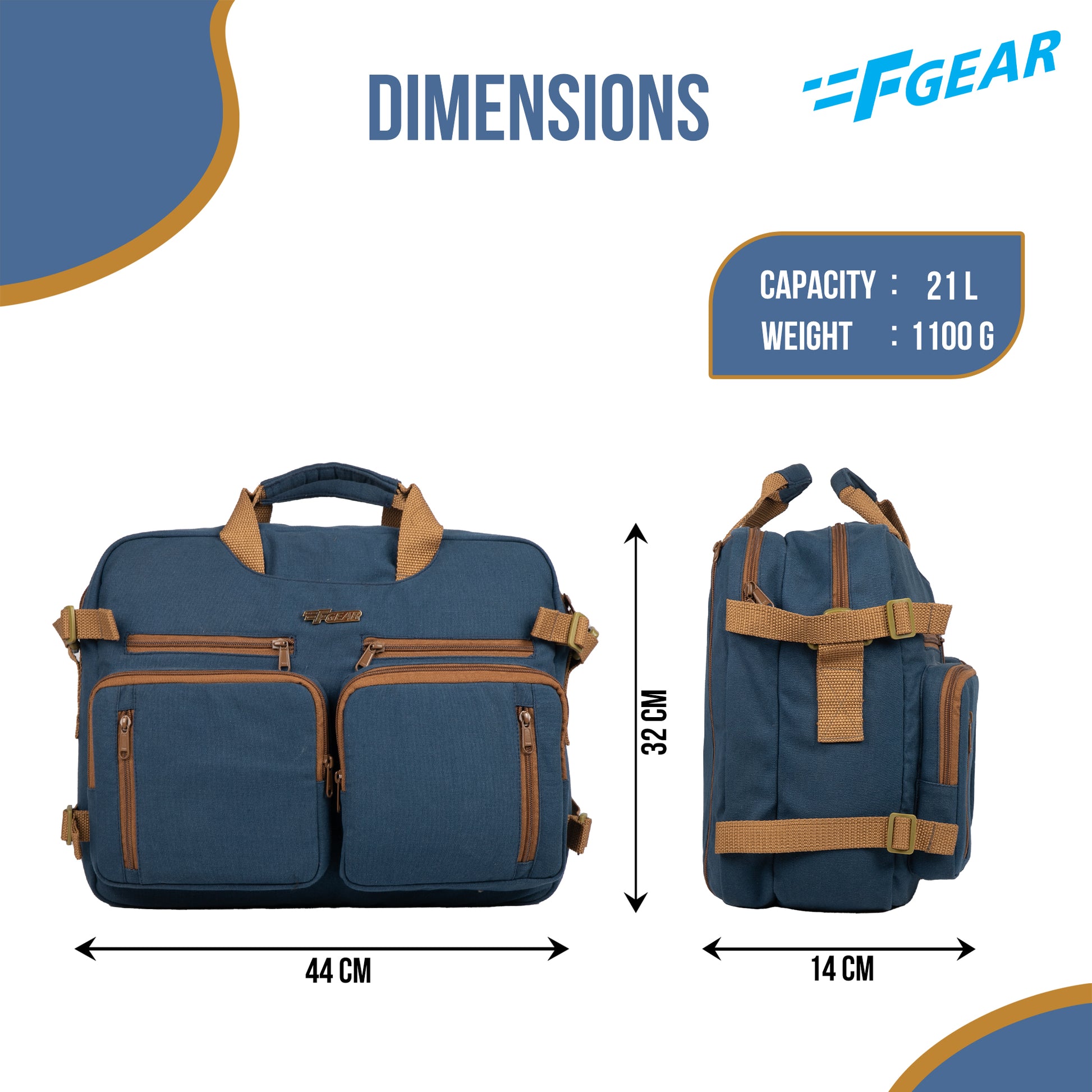 best backpack cum travel bag Dyad 21L Navy Canvas 2in1 Messenger Bag cum Backpack – FGEAR.in