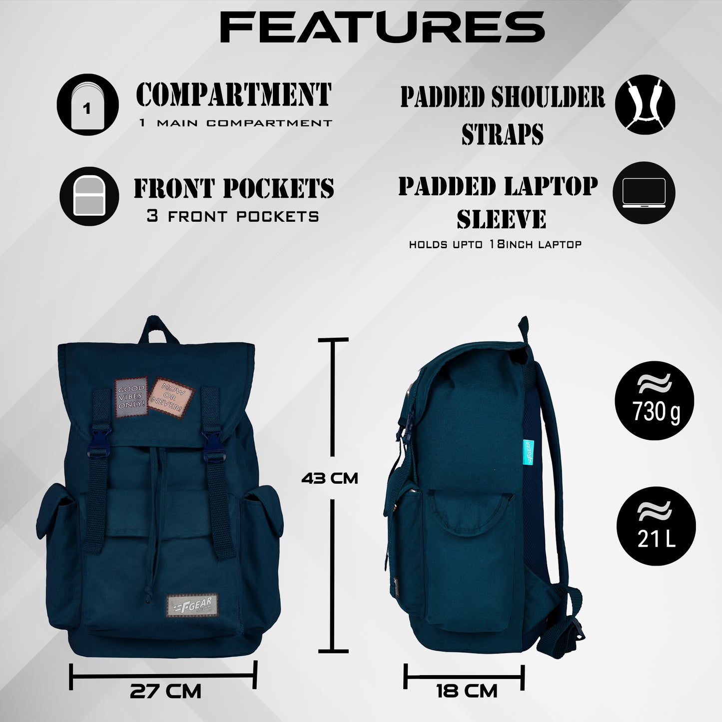 Webster Navy Canvas 21L Backpack