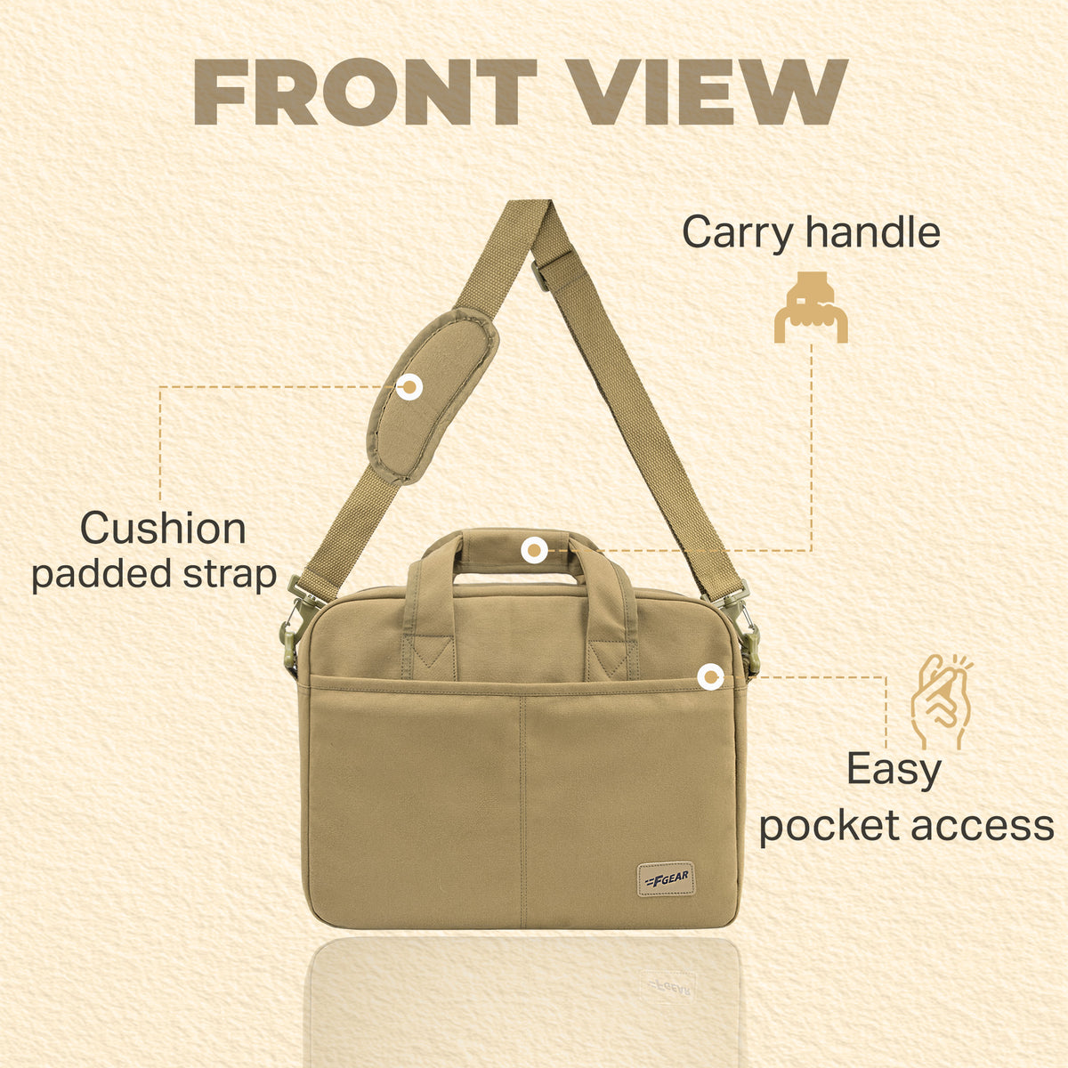 F Gear Alta Canvas Khaki Office Bag - features
