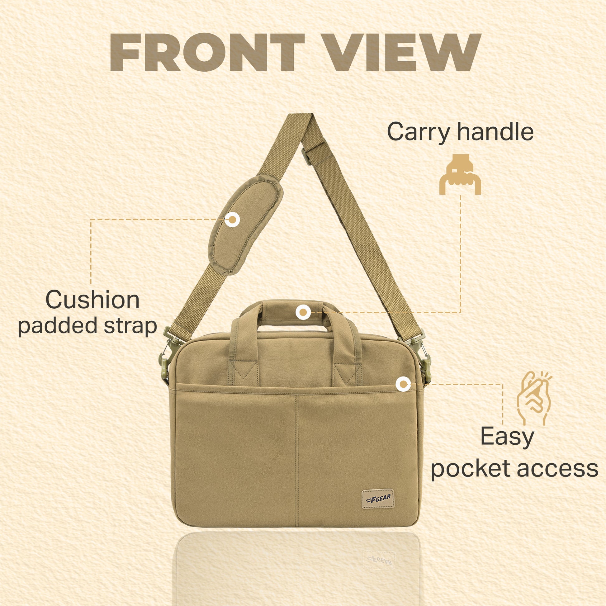 F Gear Alta Canvas Khaki Office Bag - features