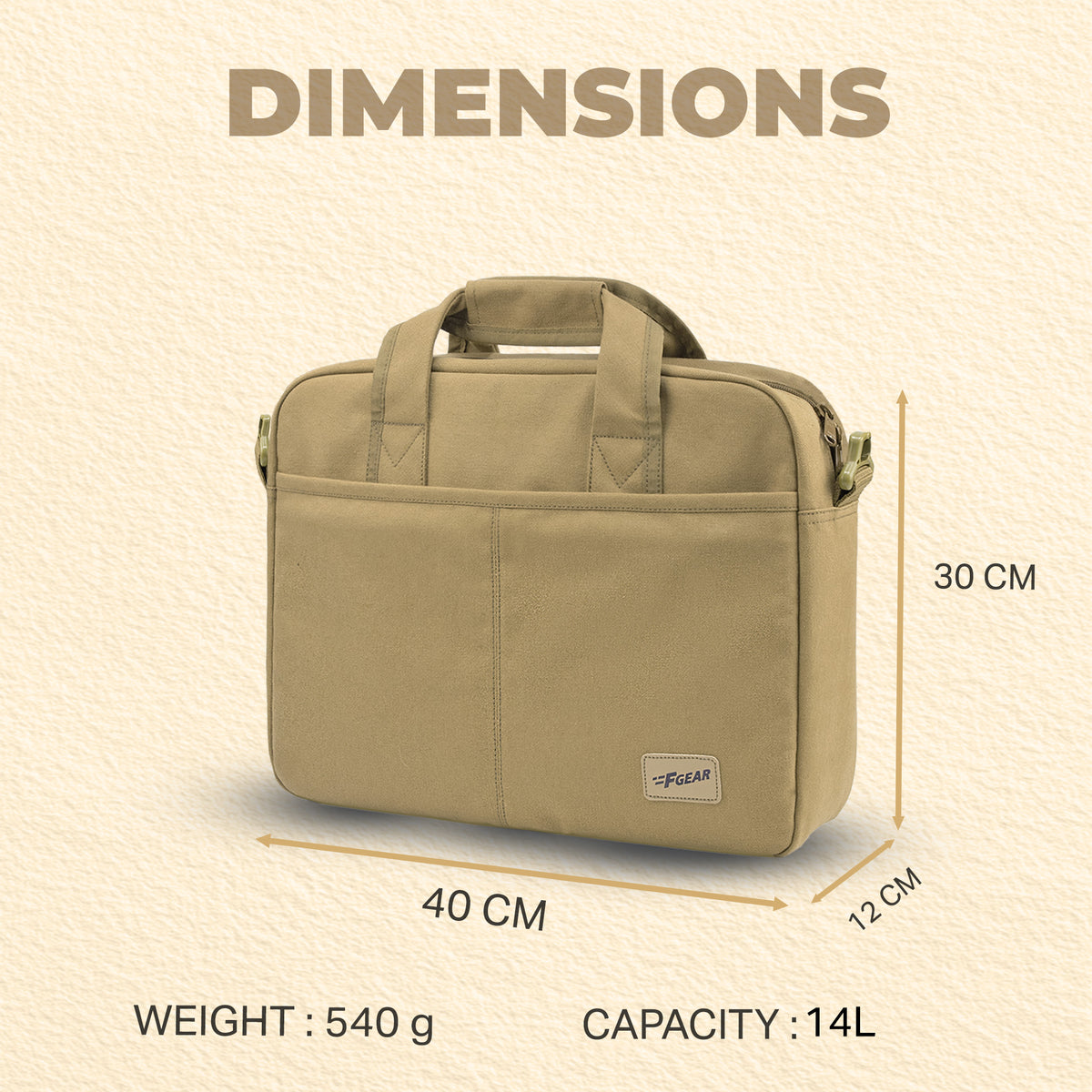 F Gear Alta Canvas Khaki Office Bag - features