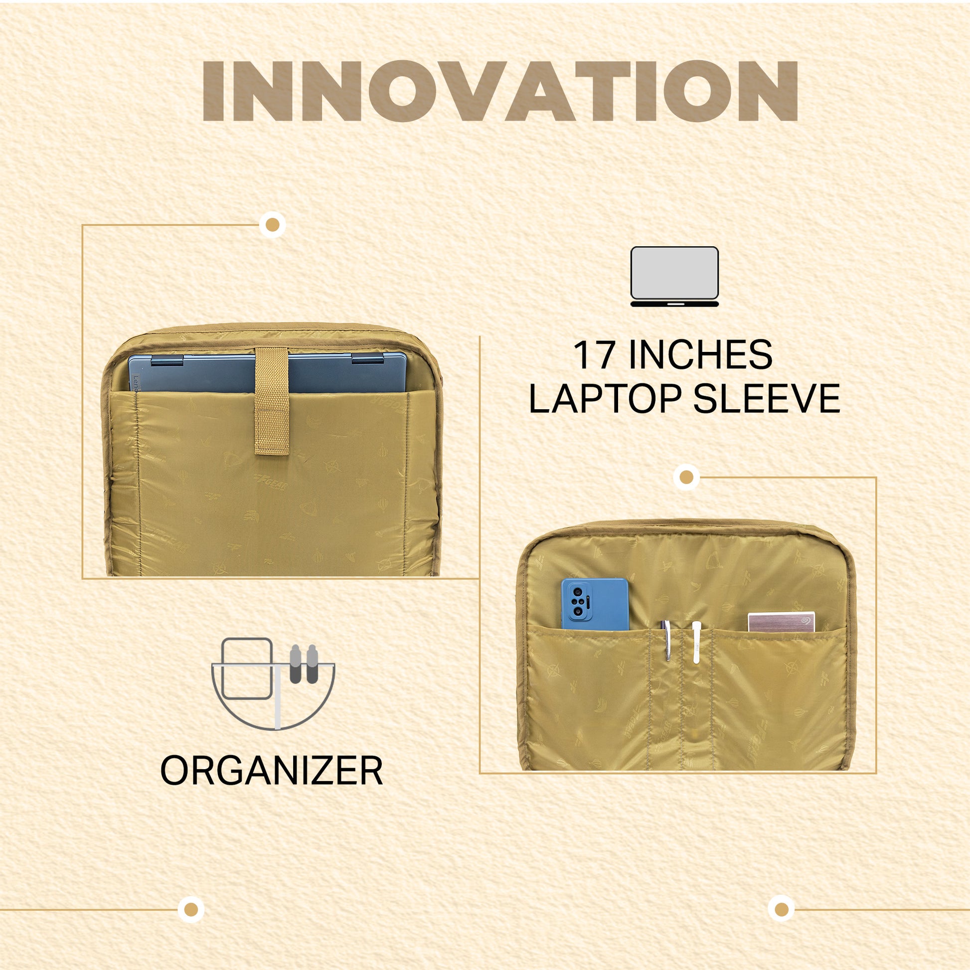 F Gear Alta Canvas Khaki Office Bag - features