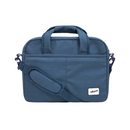 Alta Canvas Navy Laptop Messenger Bag - front