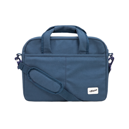 Alta Canvas Navy Laptop Messenger Bag - front