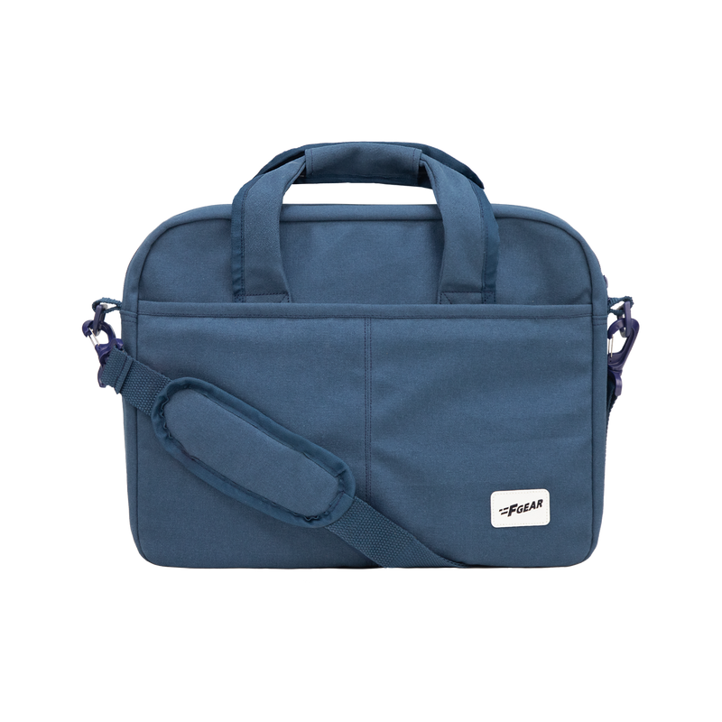 Alta Canvas Navy Laptop Messenger Bag - front