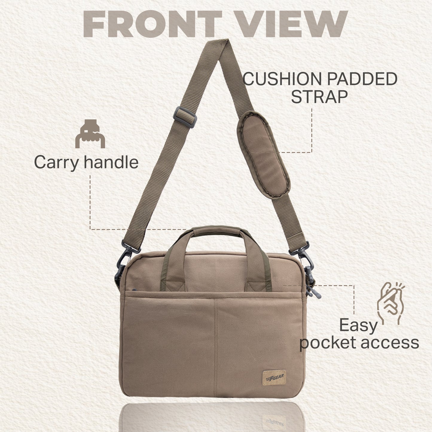 Alta Canvas Dark Beige Laptop Messenger Bag