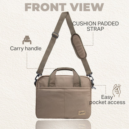 Alta Canvas Dark Beige Laptop Messenger Bag