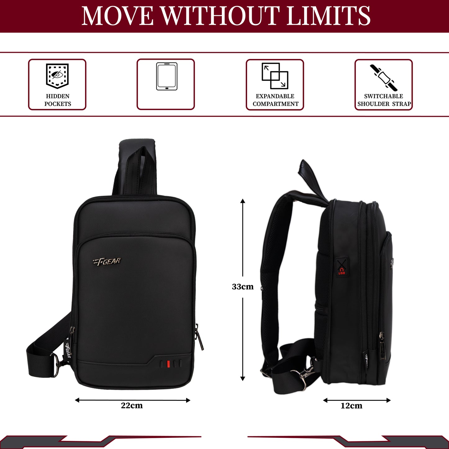 Aspen 8L Black Crossbody Sling Soft Bag