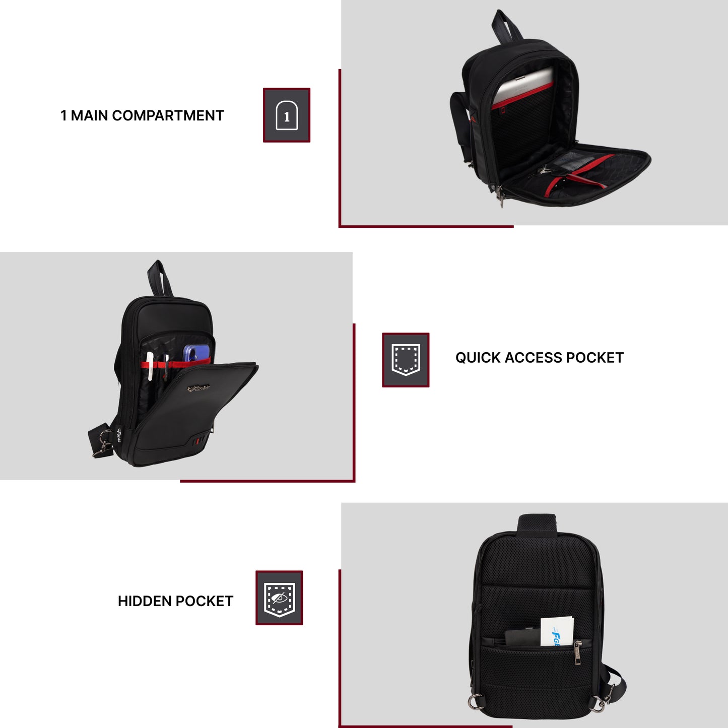 Aspen 8L Black Crossbody Sling Soft Bag