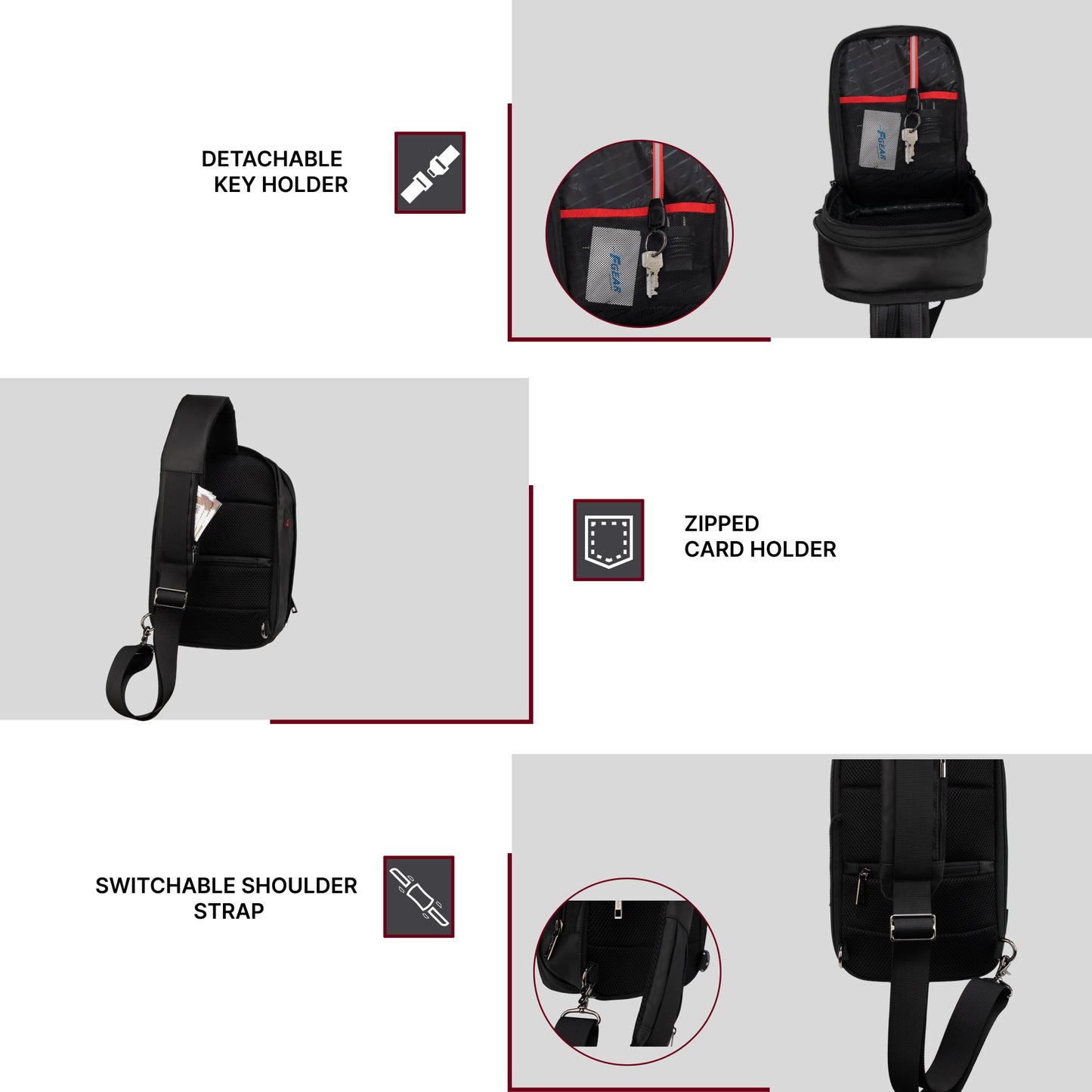 Aspen 8L Black Crossbody Sling Soft Bag