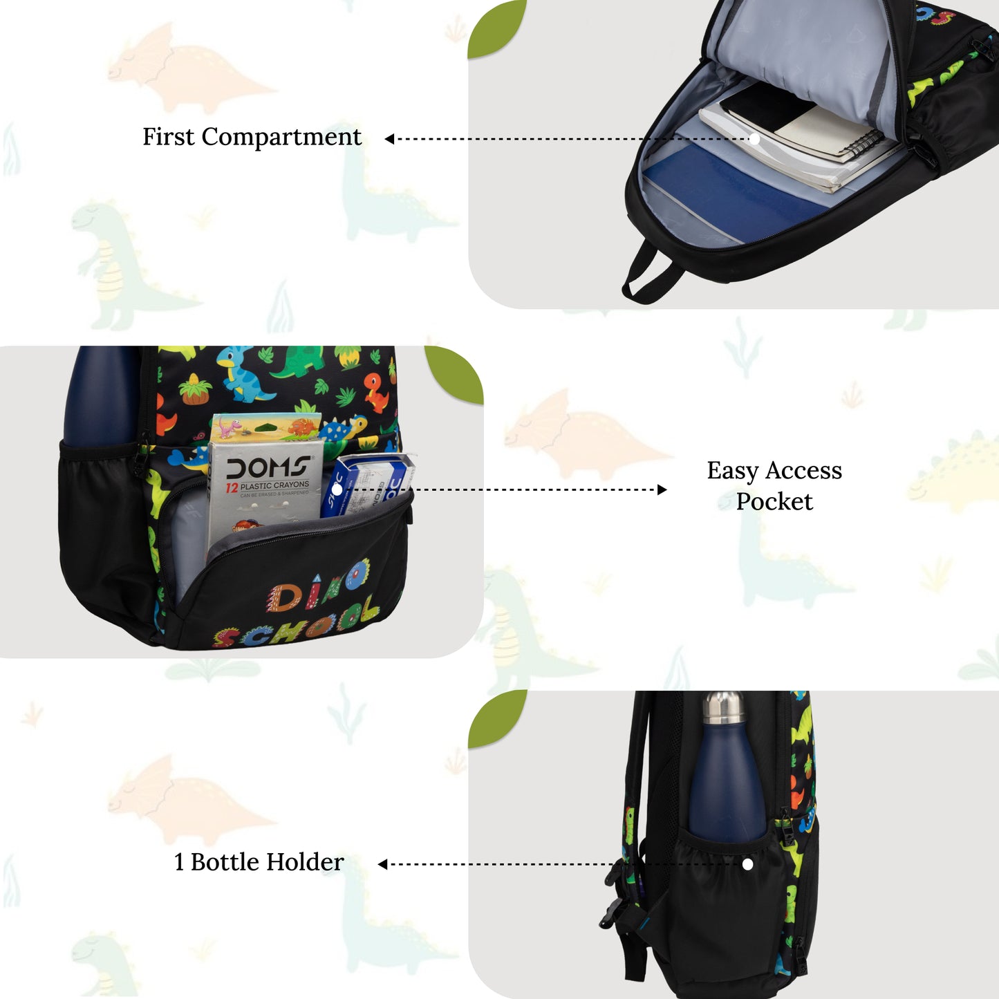 Playcraft 19L Dino BlackBackpack Backpack
