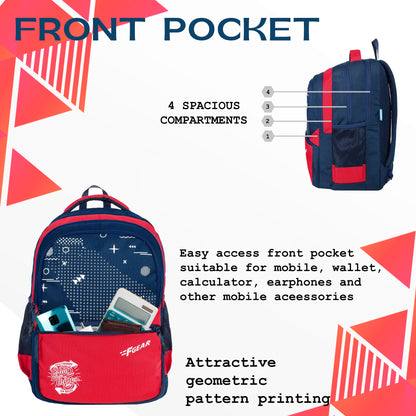 Battleship 32L Navy Blue Red Backpack