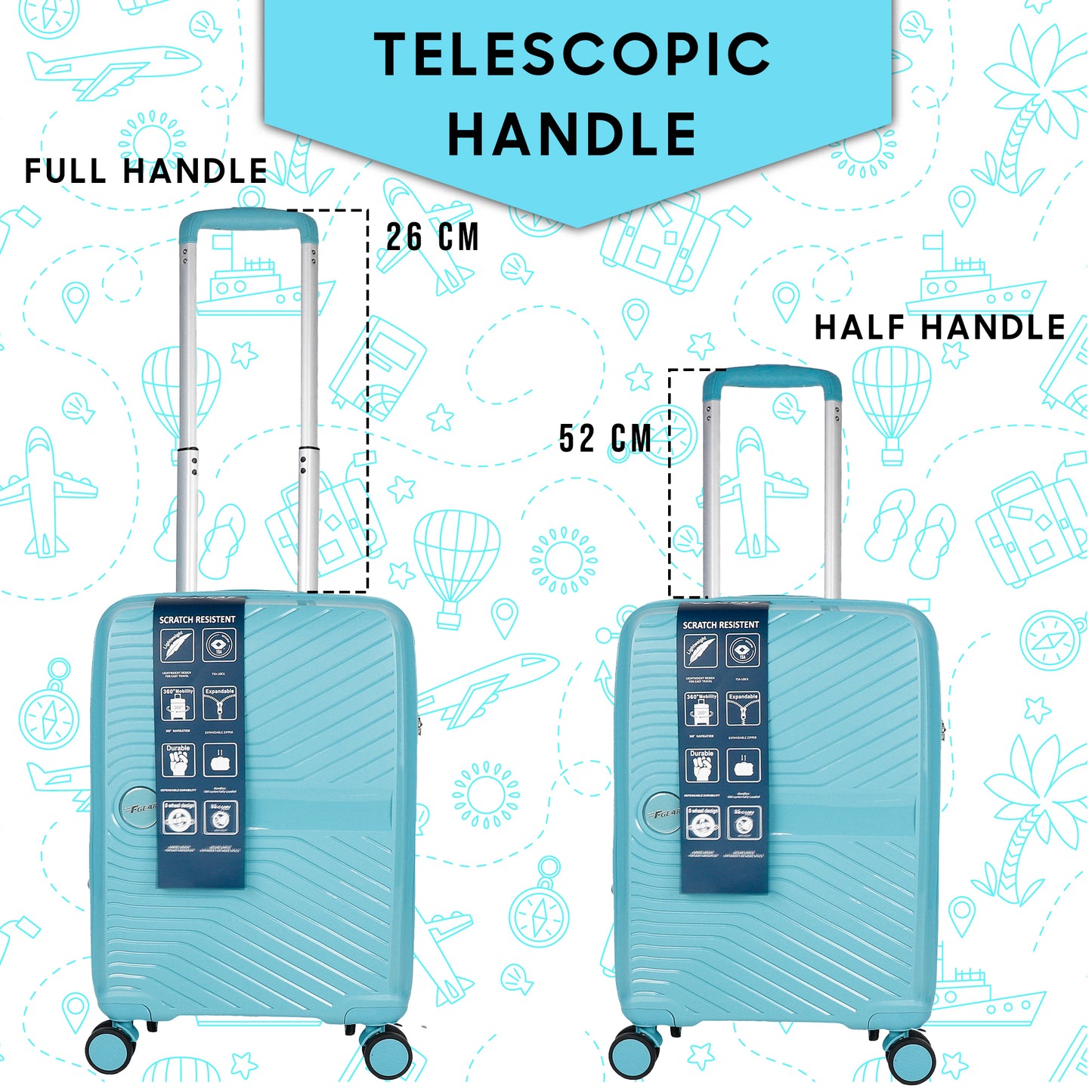 STV PP02 20" Turtle Blue Expandable Cabin (Small) Suitcase