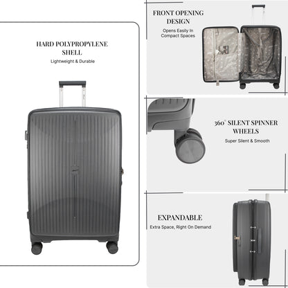 F Gear Myton Large Front Opening Dark Grey Check-in Strolley