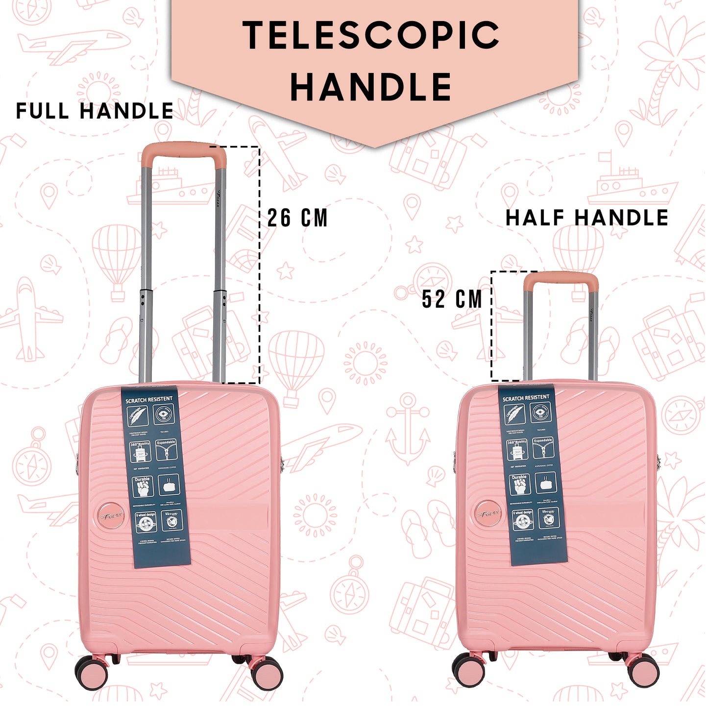 STV PP02 20" Peach Expandable Cabin (Small) Suitcase