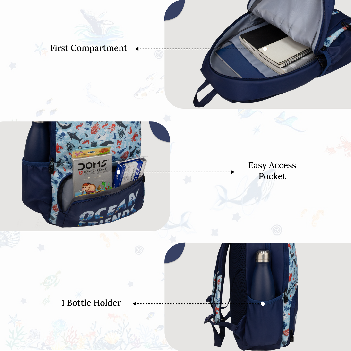 Playcraft  19L Blue Ocean Friends Backpack Backpack