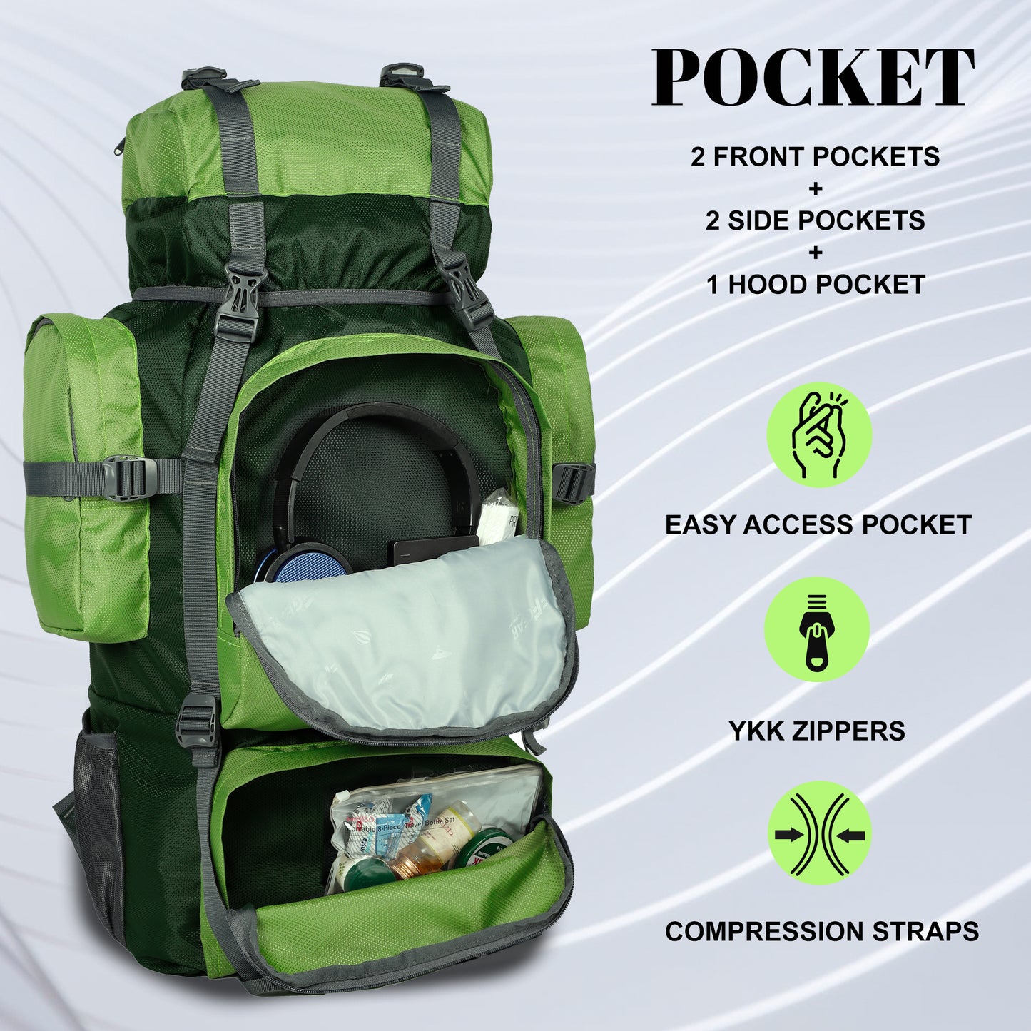 Otto 58L Forest Green Spruce Rucksack