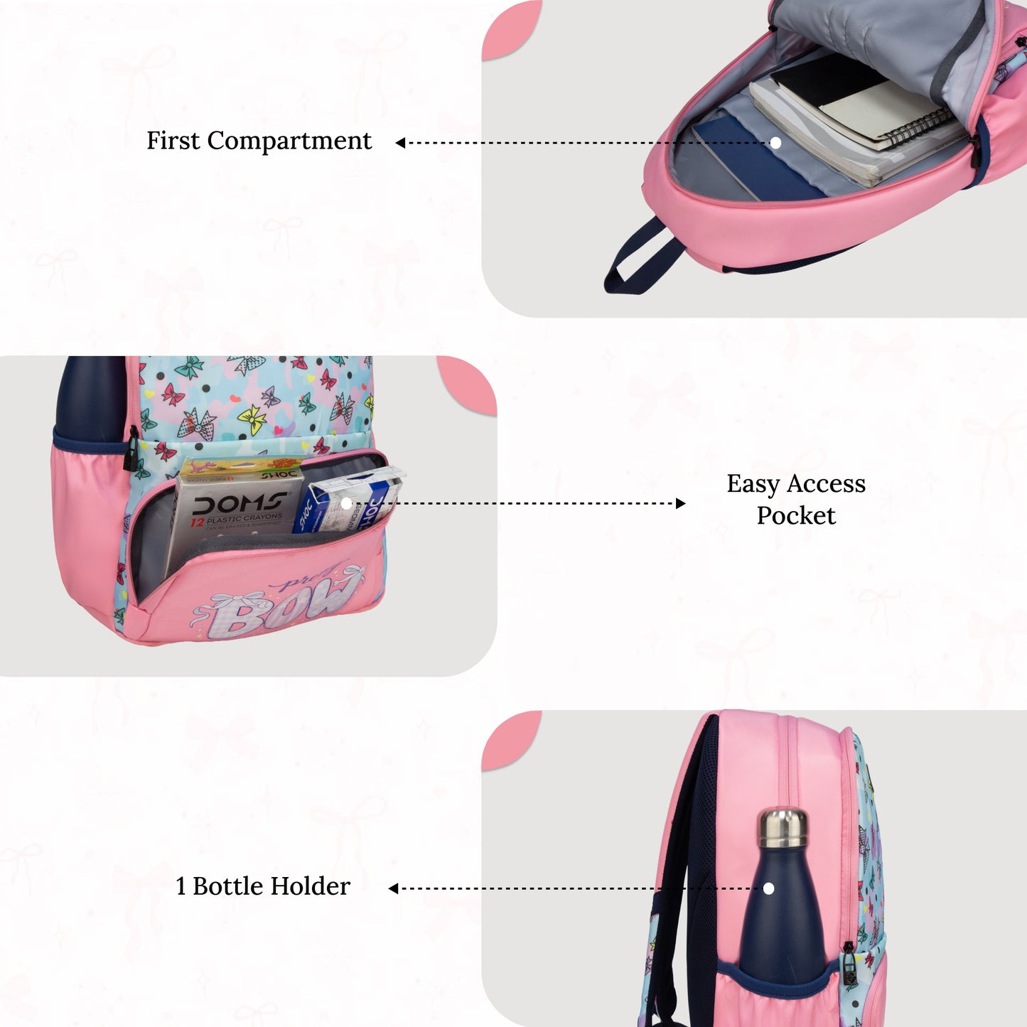 Playcraft  19L Bow Pink Backpack Backpack