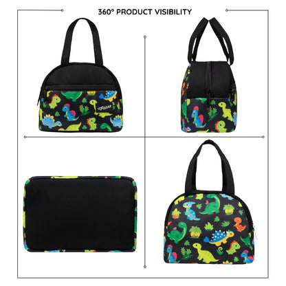 Nugget 7L Black Colourful Dino Lunch Bag